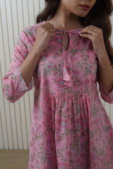 Madhuvan Pink booti Cotton Short Kurti 2