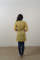 Madhuvan Yellow booti Cotton Short Kurti