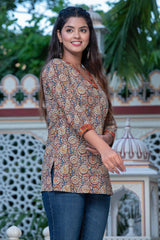 Maroon Carnations Short Kurti