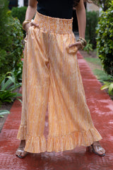 Red color Wide Plazzo With Yellow Strips 1