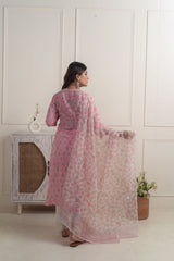 Madhuvan Pink Cotton Kurta Set of 3 4