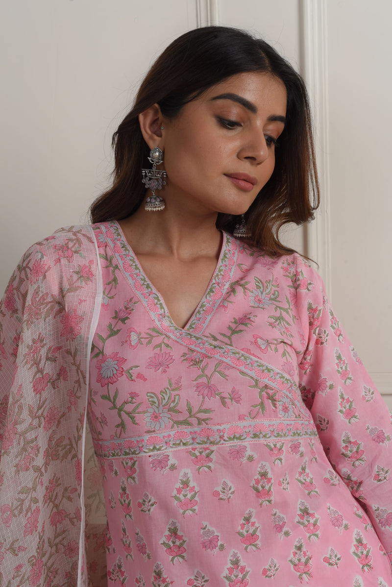 Madhuvan Pink Cotton Kurta Set of 3 2