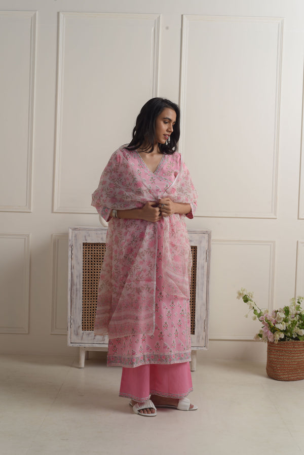 Madhuvan Pink Cotton Kurta Set of 3