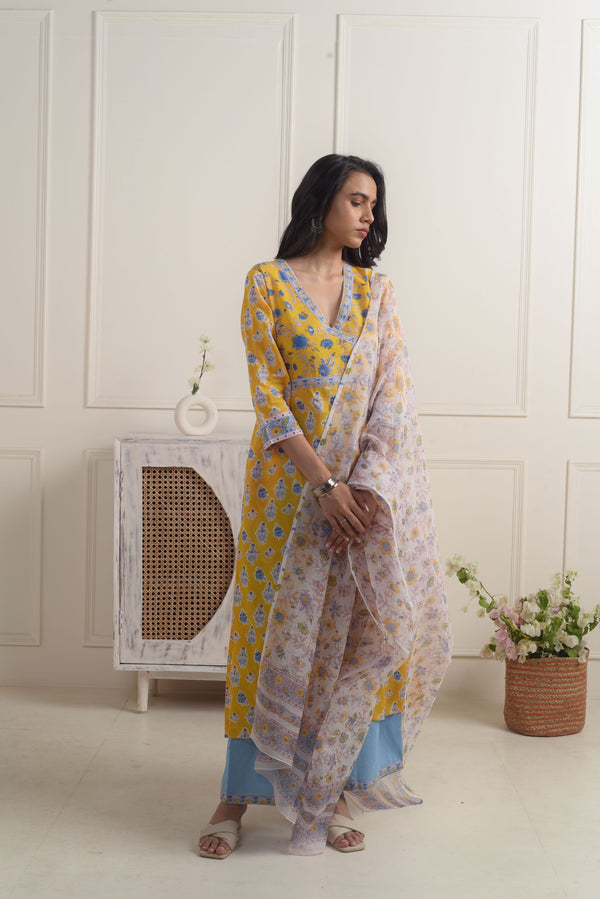 Madhuvan Yellow cotton Kurta Set of 3