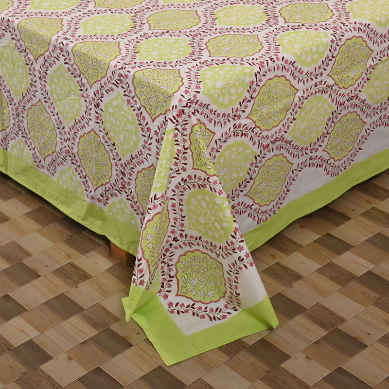 Cotton Block Print Queen Size Bedsheet Autumn Delight