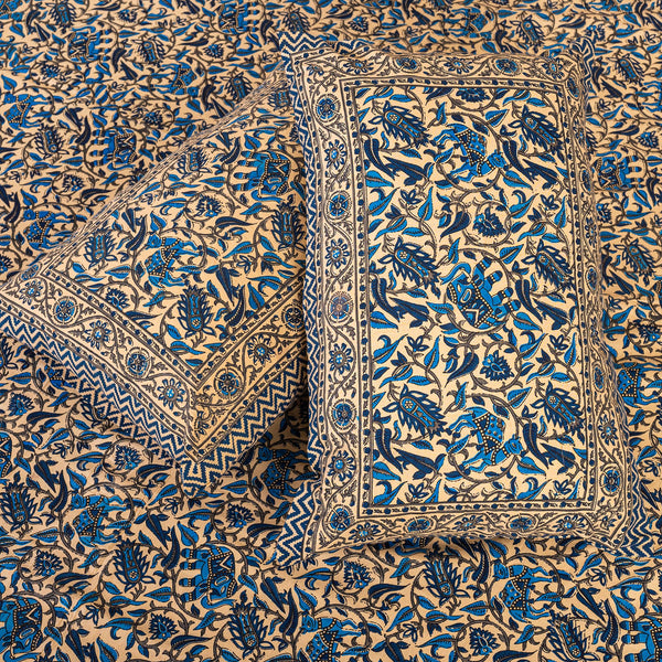 Cotton Queen Size Bedsheet - Floral Ocean