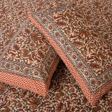 Cotton Queen Size Bedsheet - Buff Floral Jaal