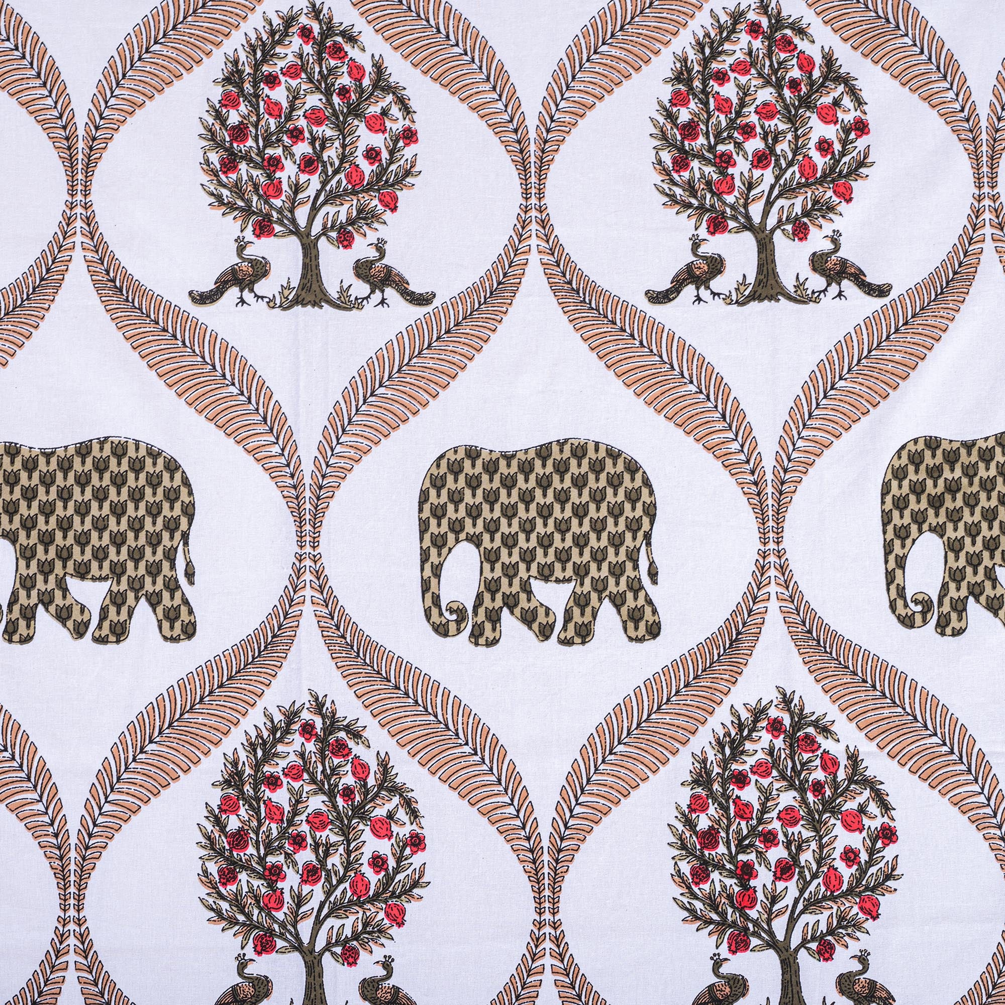 Cotton Queen Size Bedsheet - Grey Elephant Print