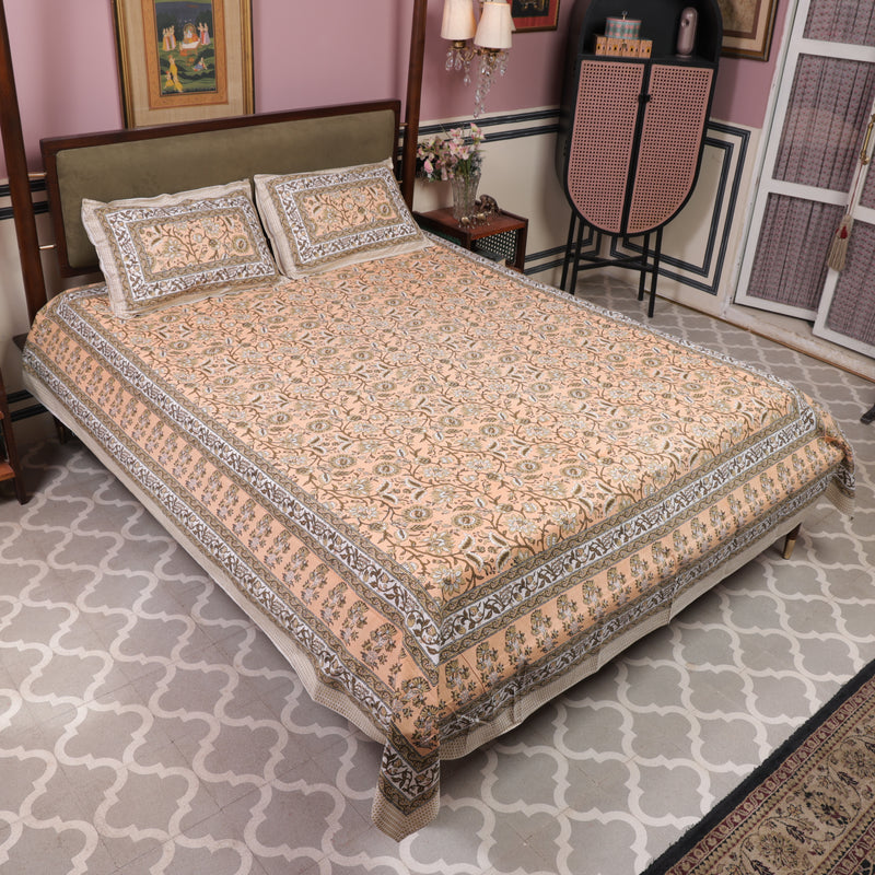 Cotton Queen Size Bedsheet Peach Color