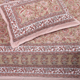 Cotton Queen Size Bedsheet Peach-Light Green Color 1