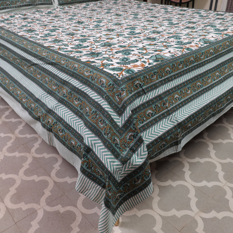 Cotton Queen Size Bedsheet Bottle Green Color 2
