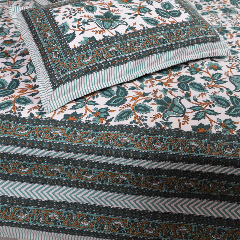 Cotton Queen Size Bedsheet Bottle Green Color 1