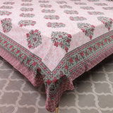 Cotton Queen Size Bedsheet Green Floral Motif