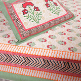 Cotton Queen Size Bedsheet Red Floral Motif 1