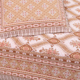 Cotton Queen Size Bedsheet Sepia Yellow Floral Print 1