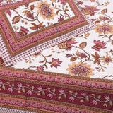 Cotton Queen Size Bedsheet Pink-Yellow Floral Jaal 2