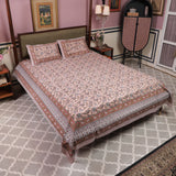 Cotton Queen Size Bedsheet Watermelon Pink Floral Jaal 3