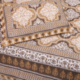 Cotton Queen Size Bedsheet Brown Floral Print 1
