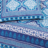 Cotton Queen Size Bedsheet Dark Blue Floral Print 1
