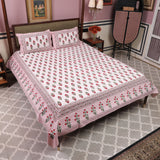 Cotton Queen Size Bedsheet Red Floral Buti 1