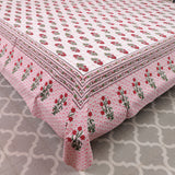 Cotton Queen Size Bedsheet Red Floral Buti 2