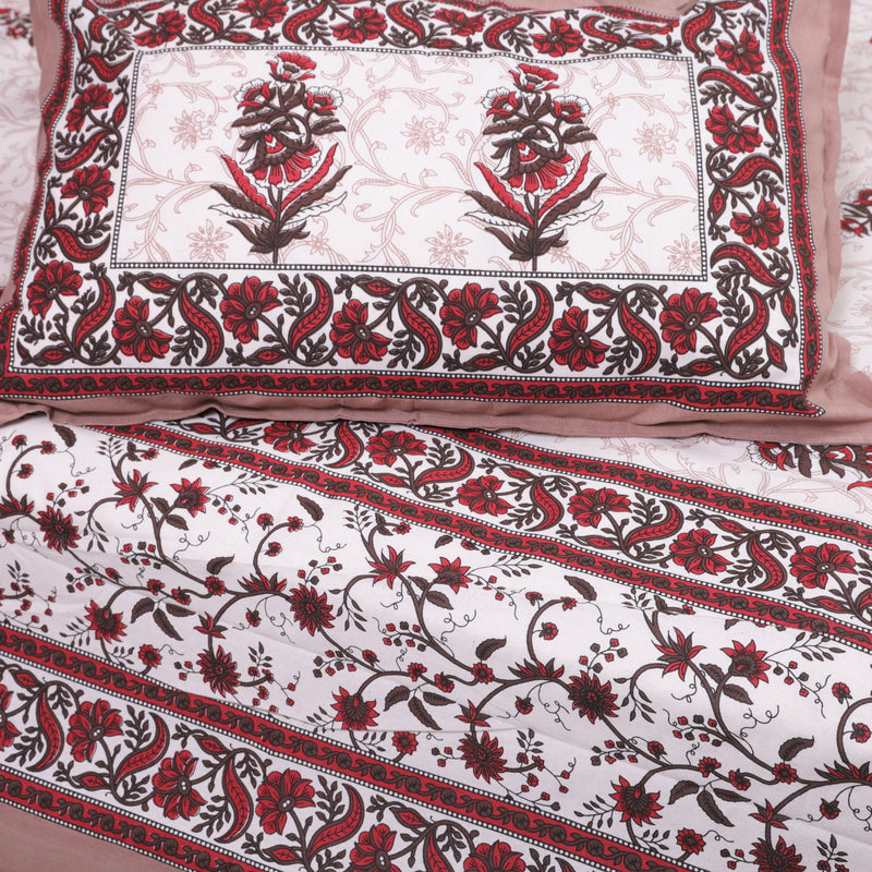 Red Cotton Queen Size Bedsheet 1