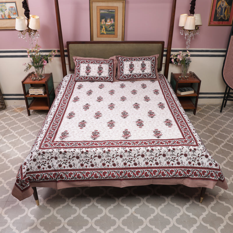 Red Cotton Queen Size Bedsheet