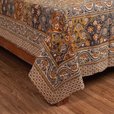 Cotton Queen Size Bedsheet - Yellow Floral Ogee