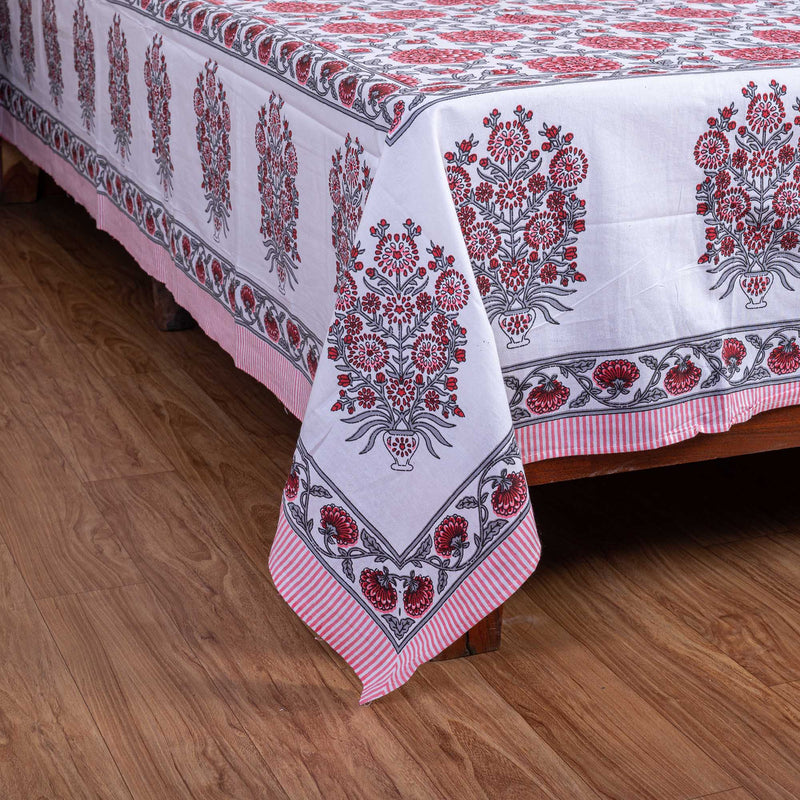 Cotton Queen Size Bedsheets - Pink Marigold