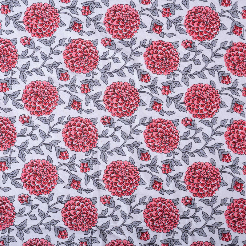 Cotton Queen Size Bedsheets - Pink Marigold