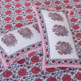 Cotton Queen Size Bedsheets - Pink Marigold