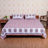 Cotton Queen Size Bedsheets - Pink Marigold