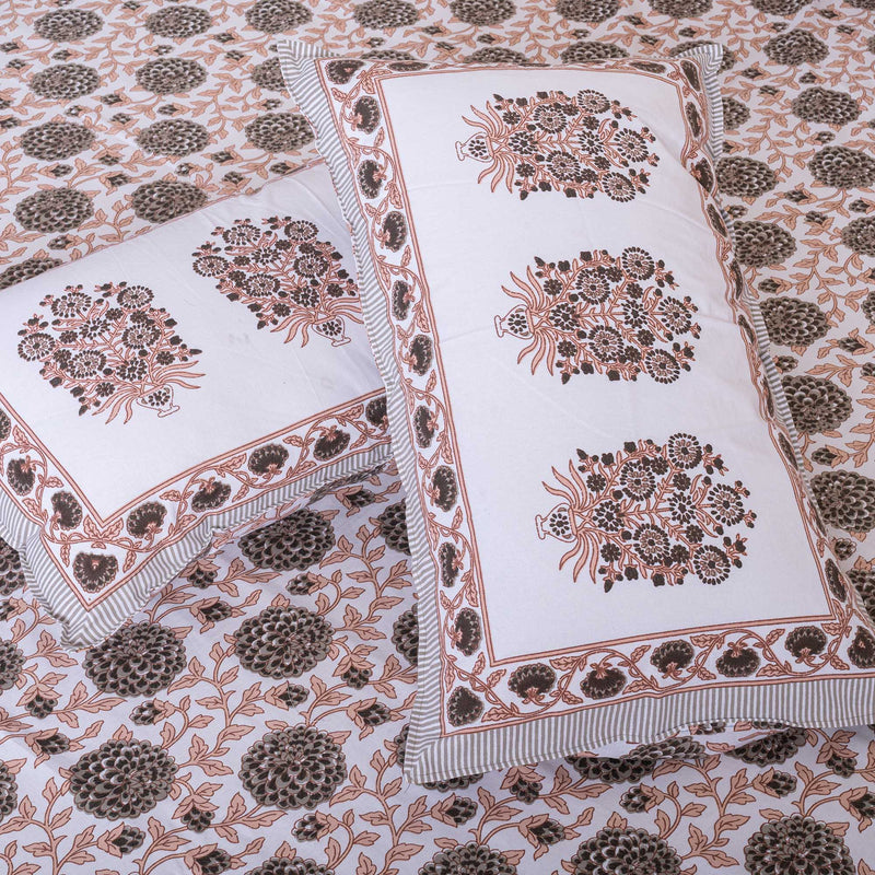 Cotton Queen Size Bedsheet - Grey Marigold