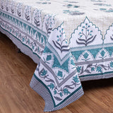 Cotton Queen Size Bedsheet - Blue Floral Bliss