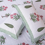 Cotton Queen Size Bedsheet - Green Leaf Print