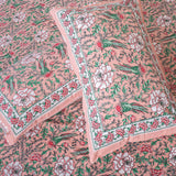 Cotton Queen Size Bedsheet - Rose Pink Floral Jaal