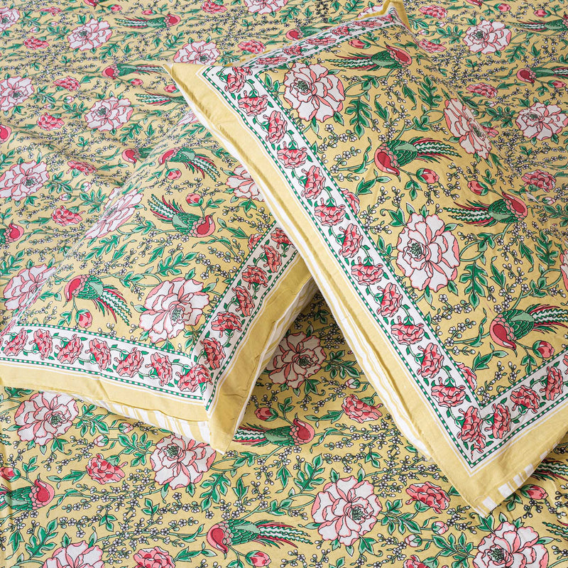Cotton Queen Size Bedsheet - Rose Garden