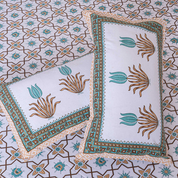 Cotton Queen Size Bedsheet - Yellow Trellis