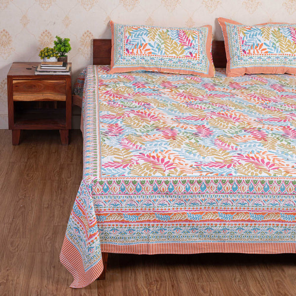 Cotton Queen Size Bedsheet - Satrangi Mix