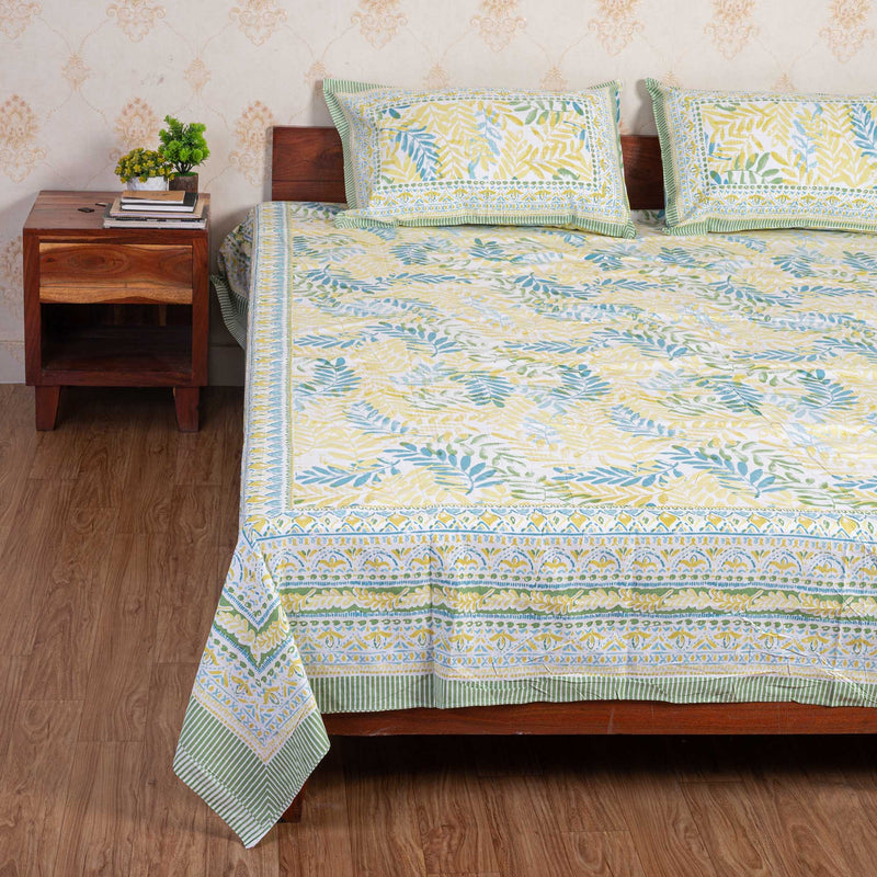 Cotton Queen Size Bedsheet - Leafy Delight