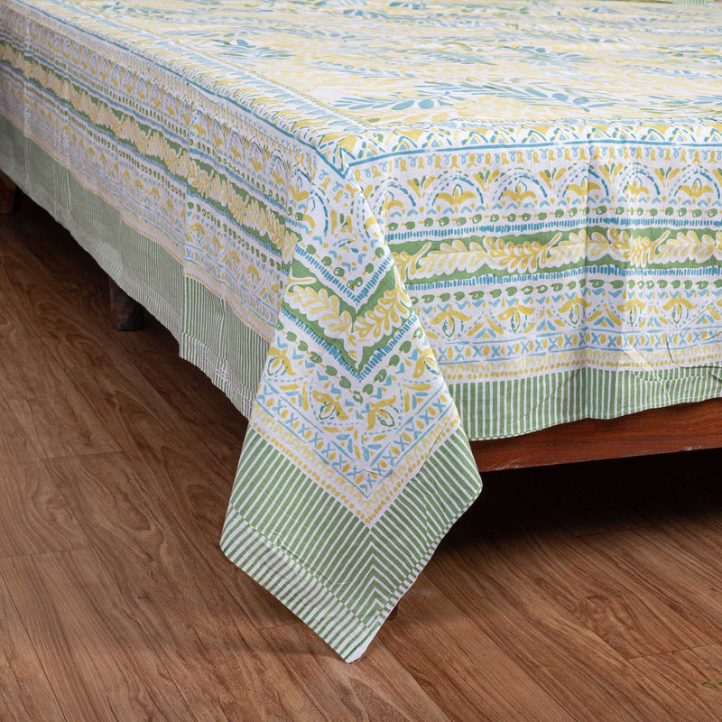 Cotton Queen Size Bedsheet - Leafy Delight