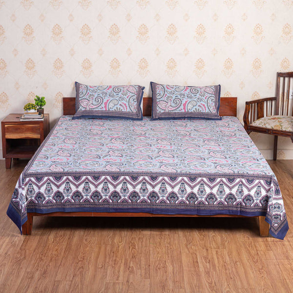 Cotton Queen Size Bedsheet - Midnight Blue