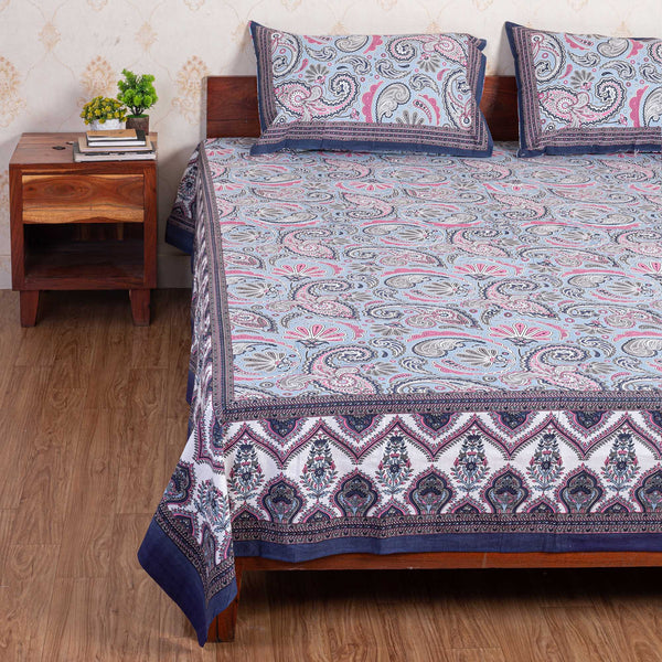 Cotton Queen Size Bedsheet - Midnight Blue