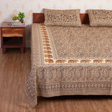 Cotton Queen Size Bedsheet - Grey Keri Print