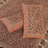 Cotton Queen Size Bedsheet - Orange Elephant Print