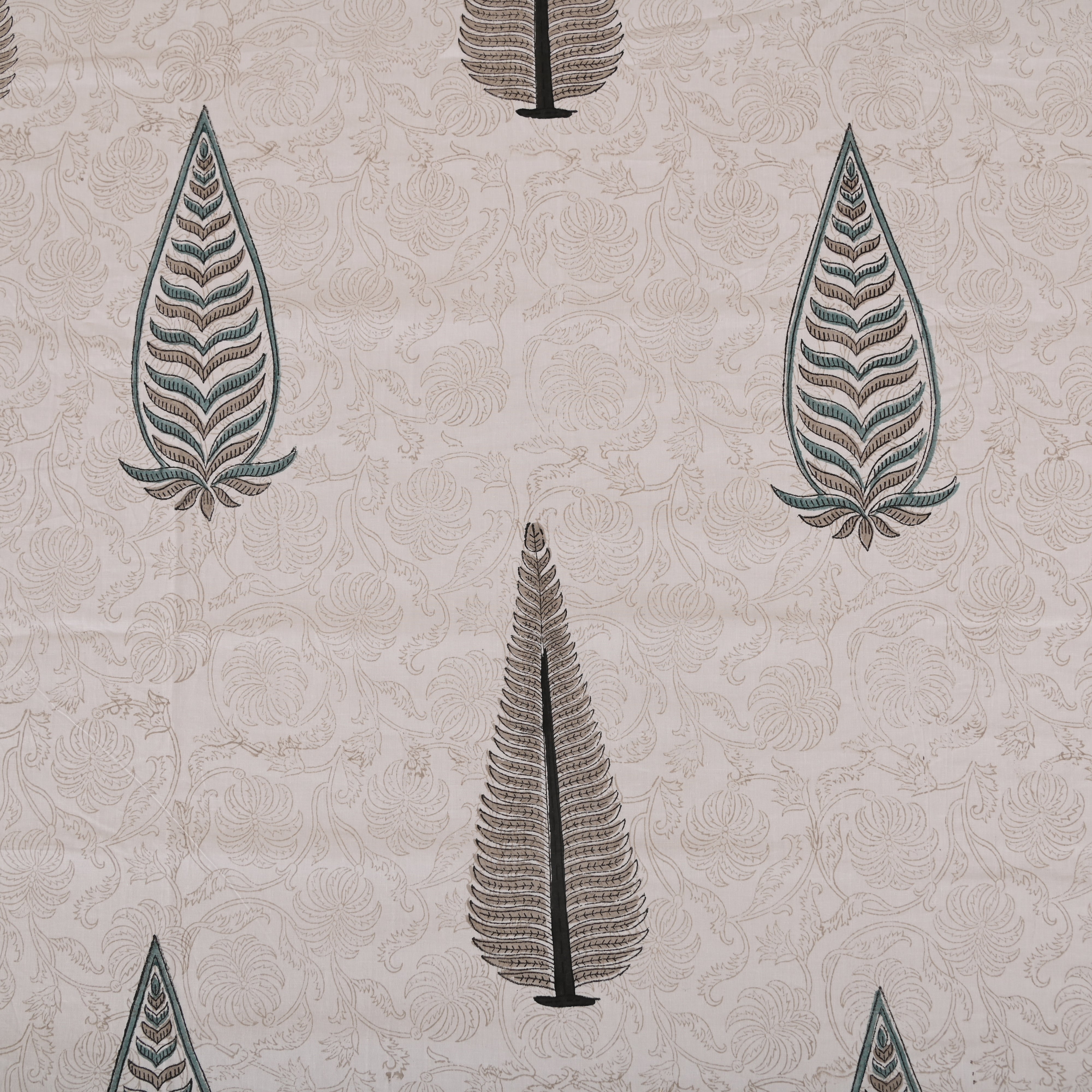 Cotton Block Print Queen Size Bedsheet | Nature's Bouquet