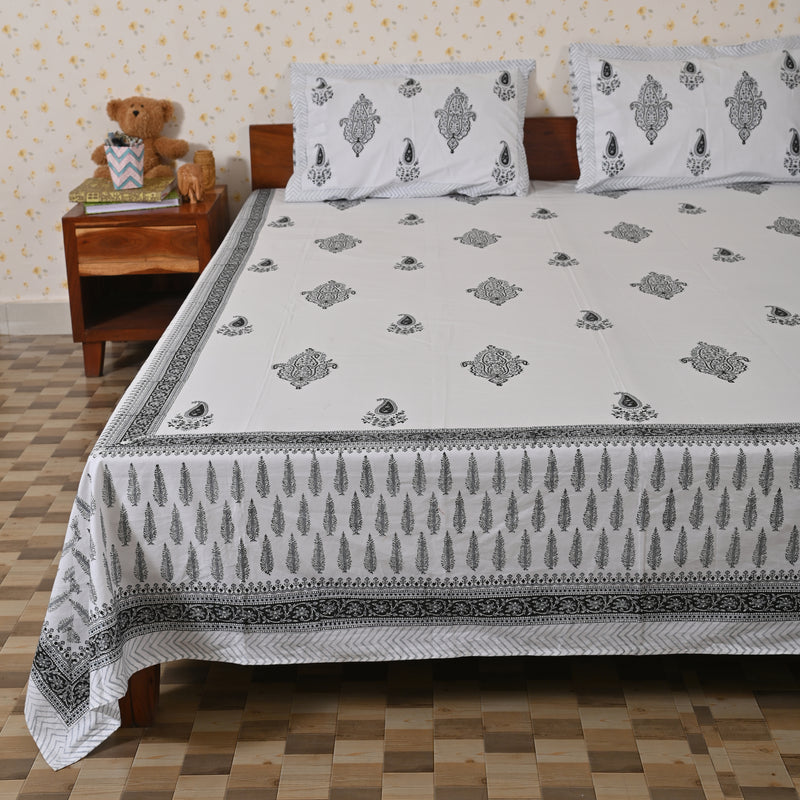 Cotton Block Print Queen Size Bedsheet | Blushing Boota