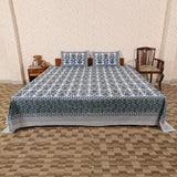 cotton blue trellis king size bedsheet jumbo size