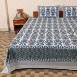 cotton blue trellis king size bedsheet jumbo size