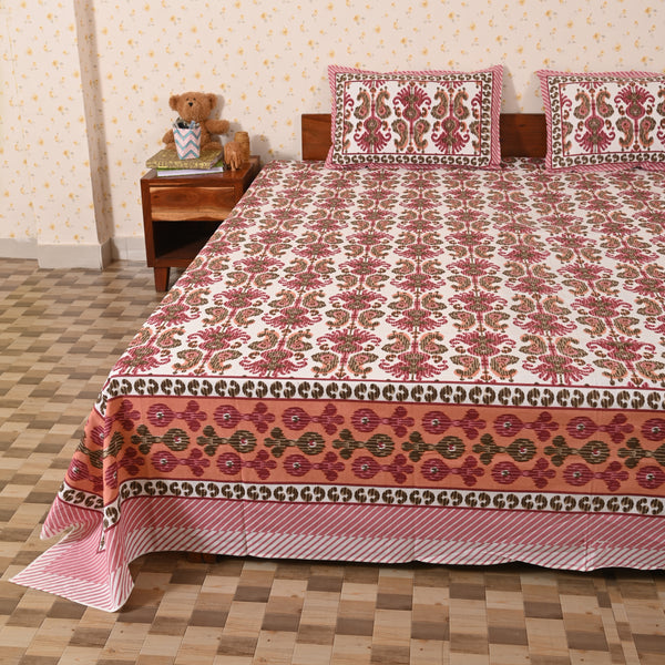 cotton pink trellis king size bedsheet jumbo size